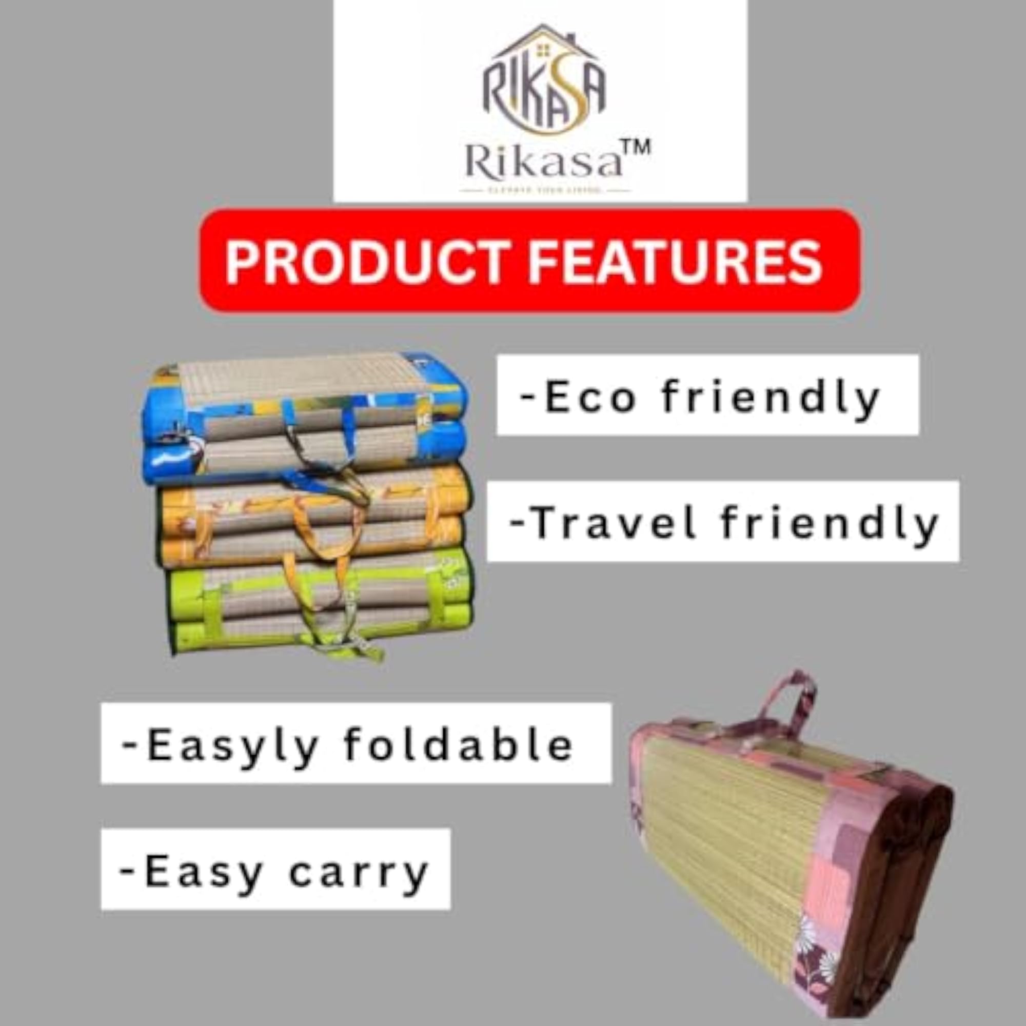 Natural Handwoven Korai Grass Cushion Sleeping Foldable Bed 6x3ft
